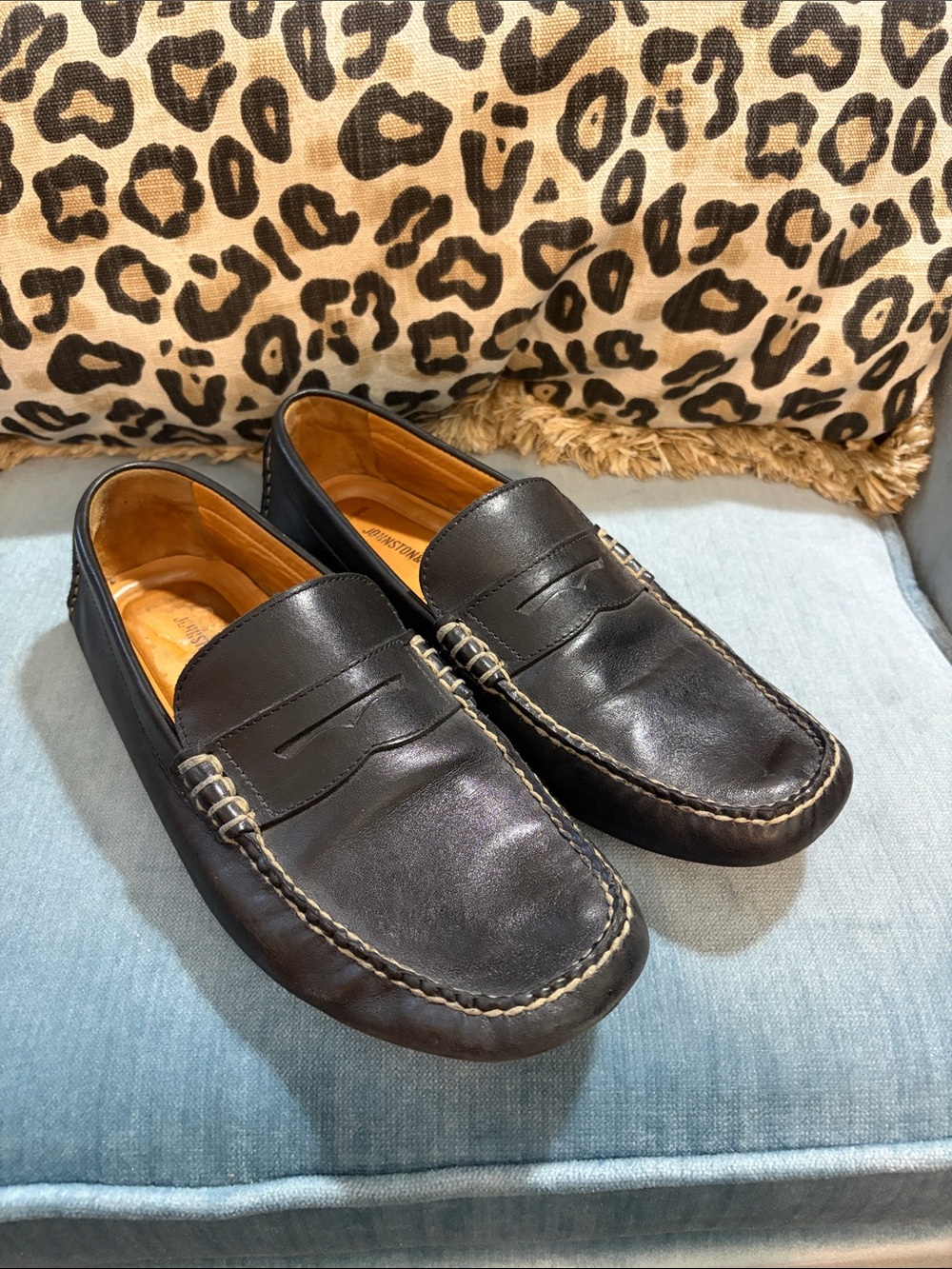 Johnston & Murphy Black Sheepskin Leather Driving Loafers